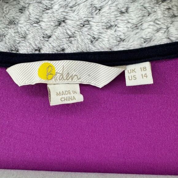 Boden Top Women US14 Purple Jersey Stretch V-Neck Long‎ Sleeves Basics Casual - Picture 2 of 11
